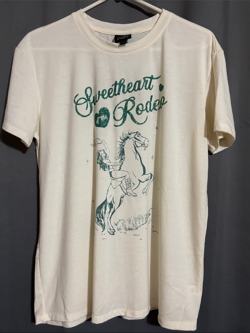 Vintage-Inspired Cream 'Sweetheart of the Rodeo' Sparkle Graphic Size L